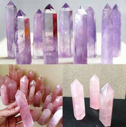 2019 New Natural Amethyst Quartz Crystal Wand Point Brazilian Healing Stone Decoration Craft1684251