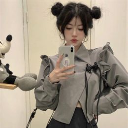 Women's Jackets Sweet Spicy Girl Design Feel Ruffle Long Sleeve Short Coat Women Spring Loose Fried Street Versatile Irregular Blouse Female