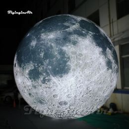 Fantastic Huge Lighting Inflatable Moon Balloon Grey Planet Ball Illuminated Sphere For Party Decoration