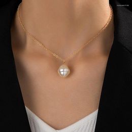 Chains Simple Conch Hollow Pendant Necklace For Women's Fashion Geometric Alloy Metal Collar Single Date Jewelry 23382