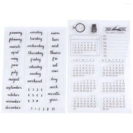 Storage Bottles 2 Pcs Notebook Stickers Travel Calendar Diary Clear Stamps Embossing Stamp Mould Planner