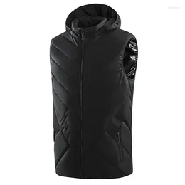 Men's Vests Smart Heat Vest For Men Women Winter Outdoor Mountaineering Hiking Travelling Hooded Waistcoat Solid Colour Thermal Clothing