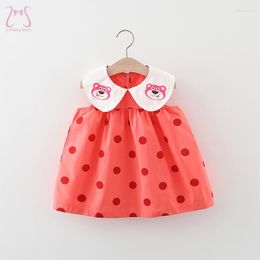 Girl Dresses Cartoon Baby Sleeveless Red Polka Dot Toddler Children's Clothes Cute Summer Loose Kids Costume For 0 To 3 Years