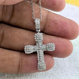 European and american style jesus cross white gold lab grown moissanite diamond pendants for necklaces man and women