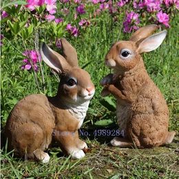 Christmas Decorations Creative Resin rabbit garden patio outdoor Decorative ornaments Simulated animal Brown rabbit home decoration accessories modern 231124