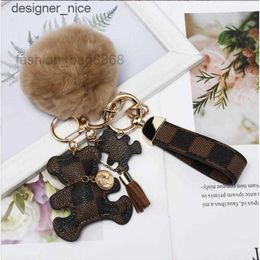 Cute Keychains Fashion Teddy Bear Designer Key Chain Ring Gifts Women PU Leather Car Buckles Bag Charm Ac louisely Purse vuttonly lvlies viutonly vittonly X6ZW