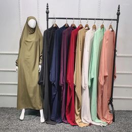 Ethnic Clothing Muslim Women Full Cover Prayer Garment Hijab Long Maxi Dress Abaya Kaftan Robe Overhead Arab Middle East Gown Islam Ramadan