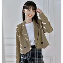Women's Suits Blazer Women Short Jacket Cropped Long Sleeve Korean Chic Black Suit Streetwear Spring Autumn Coat Clothing