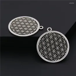 Pendant Necklaces 10pcs Silver Colour Flower Of Life Sacred Geometry Handmade Hanging Craft DIY