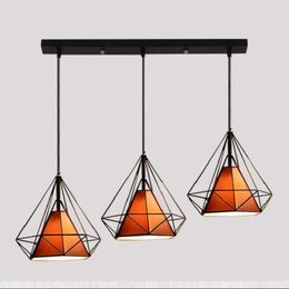 Pendant Lamps Diamond Shape Metal Lamp Creative Retro Iron Hanging Fixture Light For Dining Room/Living Room/Industry No Bulb