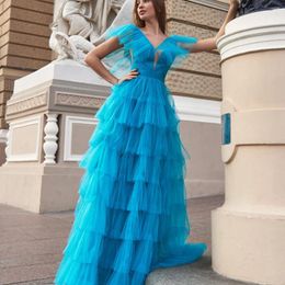 Party Dresses Ice Blue Prom Dress Long Ball Gown Floor-Length Bridesmaid Lush Tulle For Women Wedding Evening Night Dresse