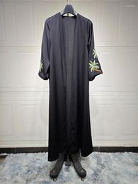 Ethnic Clothing Ramadan Black Embroidered Abaya Dubai Turkey Islam Muslim Kimono Prayer Clothes Women Niqab Kaftan Djellaba Robe Femme
