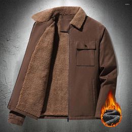 Men's Jackets 2023 Turn Down Collar Men Fleece Autumn Warm Coats Casual Clothes Clothing Fur Lined Mens Jacket