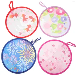 Gift Wrap 4pcs Traditional Classical Portable Round Foldable Decorative Folding Fans Hand Fan