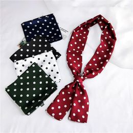 Scarves Fashion Small Long Silk Scarf For Women Satin 145X15CM Double-sided Dot Solid Color Ladies Hair Girls' Belt Skinny