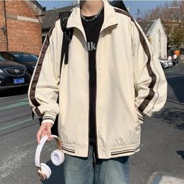 Men's Jackets Spring Summer Fashion Men Solid Casual Shirt Loose Pockets Safari Style Striped Patchwork Jacket Coat Cool Boy Soft