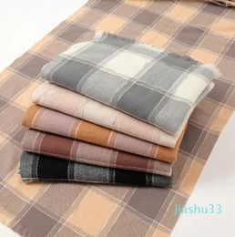 Scarf Winter Warm Cashmere Women Mid-length Plaid Print Female Lady Tassel Shawl Wraps Travel Poncho Blanket