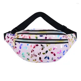 Waist Bags Young Fashion Women Double Zippered Bag Colorful Trend Butterfly Printed Girls Chest Mobile Phone Crossbody Fanny Pack