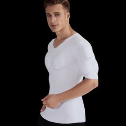 Waist Tummy Shaper Prayger Fitness Muscles PEC Tops Invisible Pads Underwear Big Chest Increased Shaper Male Shirts 231124