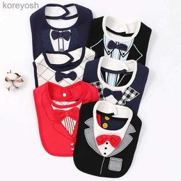 Bibs Burp Cloths Full term newborn baby three-dimensional bow tie saliva towel waterproof gentleman bib male baby soft rice bag waterproofL231125