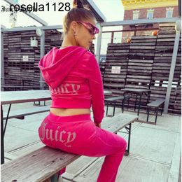 New 5AAA Juicy Apple Women's Tracksuits Velvet Sewing Suits Outfit Two Piece Jogging Set Velour Sweatshirt Hoodie Pants Suit Womens Y2k suit