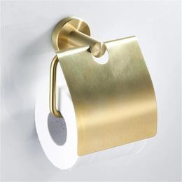 Toilet Paper Holders Toilet Paper Holder Black/Brushed Gold Stainless Steel Bathroom Accessory Paper Hook Towel Rack Roll Paper Holder Cover Hardware 231124