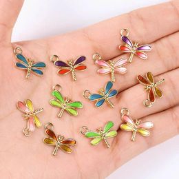 Charms 20Pcs 15 13mm Mini Enamel Drip Oil Colour Dragonfly Pendants Cute Animal Charm For Jewelry Making DIY Earrings Bracelet Ornament