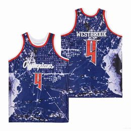 High School Leuzinger Jerseys Basketball Russell Westbrook 4 Olympians Moive University For Sport Fans All Stitched ALTERNATE Breathable Blue Pullover Shirt