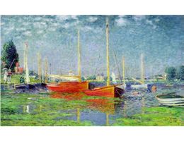 Fine art painting by Claude Monet Red Boats at Argenteuil impressionist canvas artwork for room decor8480653