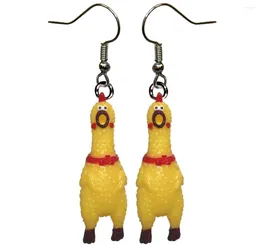 Hoop Earrings 1Pair Squawking Rubber Chicken Earrings- Rooster Chick Novelty Gag Joke Jewellery