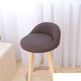 Chair Covers Jhwarmo Non-Slip El Bar Er Restaurant Cotton Fabric Stretch Dining Household Seat Brown High Stool 211105 Drop Delivery H Dhat2