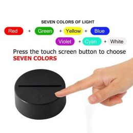 3D Night LED Lights Lamp Base 7 Colours Changing 21 3D Illusion Lamps 4mm Acrylic Light Panel AA Battery or DC 5V USB