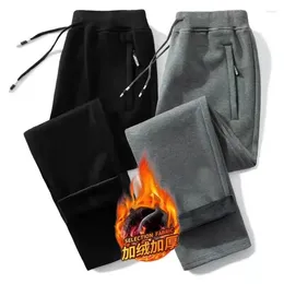 Men's Pants Winter Fleece Men Joggers Thick Sweatpants Drawstring Trousers Windproof Running Warm Velvet Ankle-Tied