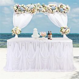 Table Skirt 6/9ft Cloth For Events Sweet Skirts Wedding Accessories Decoration Birthday Party Tablecloth Rectangular Linen Covers Pink