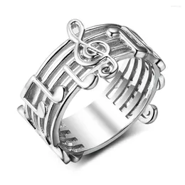 Wedding Rings Fashion Silver Color Diamante Euryprosopic Musical Note Pattern For Music Lover Trendy Literature And Art Women
