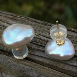 Stud 10-11mm Grey Baroque Pearl Earrings 18k ear stud Gift Dangler AAA Fashion Aurora TwoPin 231124