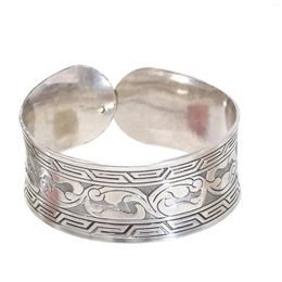 Bangle Tibetan Silver Metal Open Cuff Bangles For Women Bohemian Carved Flower Vintage Wrist Gypsy Tribal Party Jewellery