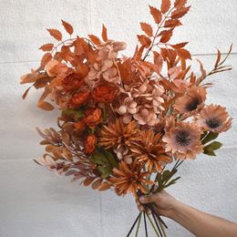 Decorative Flowers Autumn Artificial Plant Flower DIY Wedding Road Guide Floral Arrangement Layout Simulation Bouquet Supplies Home Decor