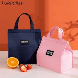 Ice Packs/Isothermic Bags PURDORED 1 Pc Women Large Lunch Bag New Thermal Insulated Lunch Box Tote Cooler Bag Bento Pouch Lunch Container Food Storage Bag J230425