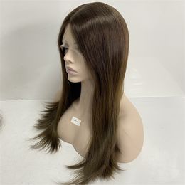 Peruvian Virgin Human Hair Kosher Wigs Silky Straight Ombre Colour T2/6 Lace Front Jewish Wig for White Women