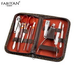 Nail Manicure Set Set 10in1 Pedicure Manicure Tool Nail Art Stainless Steel Cuticle Clippers Nipper Scissors Cleaner Grooming Kit Case 230425