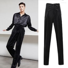 Stage Wear 2023 Latin Dance Pants Black Velvet High Waist Trousers National Standard Practise Clothes Ballroom Dancing SL5841