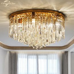 Ceiling Lights Modern Luxury Round Crystal For Living Room Bedroom Restaurant Villa Prism LED Shine Lustre Indoor Lamp