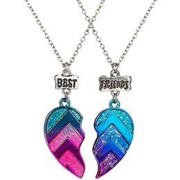 Pendant Necklaces Unisex 2 Pcs Necklace Womens Heart Friend Letter Fashion Couple Chain Men Friendship Jewelry