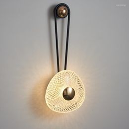 Wall Lamps Long Sconces Antique Bathroom Lighting Wooden Pulley Lustre Led Smart Bed Luminaire Applique Light Retro