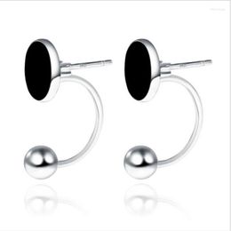 Hoop Earrings Fashion Silver Plated For Men Women Party Accessories Cool Glaze Black Round Hoops Male Jewellery