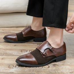 2023 Men Patent Leather Dress Shoes monk strap Evening Wedding Loafers Office Footwear Sapato Social Masculino