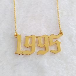 Choker Boho Gold 1995 Number Necklace Pendant Collier Femme Stainless Steel Chain For Women Birthday Gift Bff Jewelry Chokers