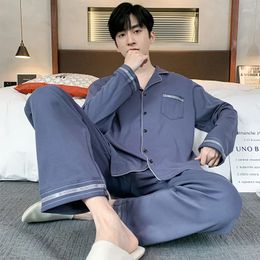 Men's Sleepwear Men Pyjamas Set Full Cotton Spring Long Sleeve Letter Pyjama Suit Autumn Nightwear Pijamas Male Two Piece 4XL