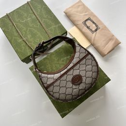 Luxury Cowhide Bag For Women Half Moon Genuine Leather All-Match Handbag Fashion Lady Chain Shoulder Bags Small